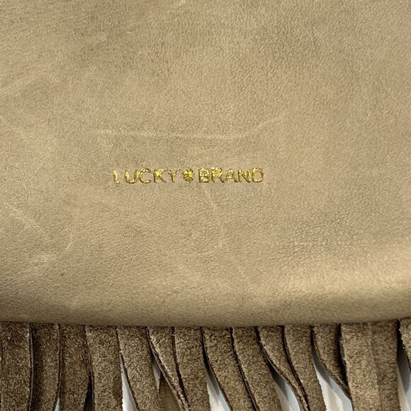 Lucky Brand Kyle Flap Leather Fringe Messenger Crossbody Boho Hippie Bag - Picture 6 of 6